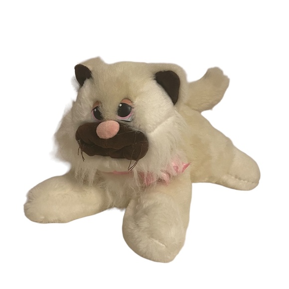 Vintage Tonka Pound Purries Furries Himalayan 13" Cat Kitty Plush Pink Bow - Picture 1 of 8